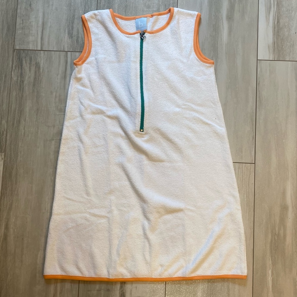 NWT Bella Bliss White Terry Cloth Turner 1/2 Zip Shift Cover-up Dress girls 10